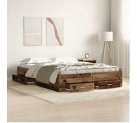 vidaXL Cadre de lit Bois Ancien – Bois d'ingénierie, rangement moderne, 140 x 190 cm