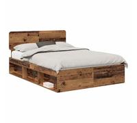 Cadre de lit en bois ancien - vidaXL - 140x190 cm - Pin massif - Bois d'ingénierie - 196x143x90 cm - Bois recyclé
