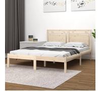 vidaXL Cadre de lit Sommier à lattes sur pied Bois massif 120x190 cm Double Adulte