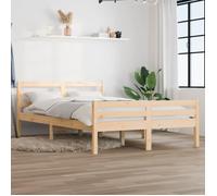 vidaXL Cadre de Lit Cadre à Lattes sur Pied Lit Double Sommier à Lattes Lit Adulte Meuble de Chambre à Coucher Bois Massif 140x190 cm
