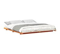 vidaXL Cadre de lit surélevé moderne – Plateforme rectangulaire, rangement – Marron cire 200 x 210 cm