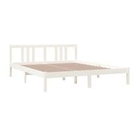 vidaXL Cadre de Lit Cadre à Lattes sur Pied Lit Adulte Meuble de Chambre à Coucher Lit Double Sommier à Lattes Blanc Bois Massif 160x200 cm