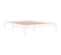 vidaXL Cadre de Lit Cadre à Lattes sur Pied Lit Adulte Sommier à Lattes Meuble de Chambre à Coucher Lit Double 140x190 cm Blanc Bois de Pin Massif