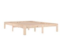 vidaXL Cadre de lit 810345 – Cadre à lattes sur pied, lit double en bois de pin