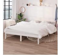 vidaXL Cadre de Lit Cadre à Lattes sur Pied Meuble de Chambre à Coucher Lit Adulte Sommier à Lattes Lit Double Blanc Bois de 810128