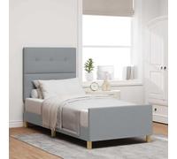 vidaXL Cadre de lit capitonné Moderne en Gris Clair | Bois d'ingénierie stylé | Dimensions : 100 x 200 cm | Utilisation intérieure | Design Confortable pour Adultes | King Size | Jumeau | Rembourré