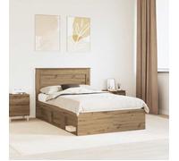 vidaXL Cadre de lit Chêne artisan 120 x 190 cm Pin massif 3410111
