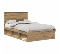 vidaXL Cadre de lit Chêne Artisan 120 x 190 cm Pin Massif, Chambre, Rectangulaire, Moderne, Durable, Éclairages stylés, Décor élégant, Mobilier Contemporain, Literie Confortable