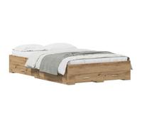 vidaXL Cadre de lit Chêne Artisanal 120 x 200 cm Bois d'ingénierie, Cadre de lit de Rangement Moderne, Design rectangulaire Tendance, en Bois ingénieux, Gain de Place astucieux