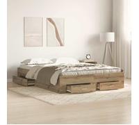 vidaXL Cadre de lit Chêne artisanal 140 x 190 cm – Bois d'ingénierie, rangement moderne