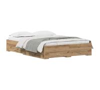 vidaXL Cadre de lit Chêne Artisanal 140 x 190 cm Bois d'ingénierie | Super élégant avec une belle touche en chêne, Quatre tiroirs spacieux en dessous, Du bois d'ingénierie robuste qui va durer