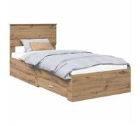 vidaXL Cadre de lit Chêne Artisanal 90 x 190 cm Bois d'ingénierie, Cadre de lit stylé, Design Moderne, Solutions de Rangement astucieuses pour Chambres urbaines