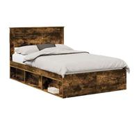 vidaXL Cadre de lit Chêne fumé 120 x 190 cm Bois de pin Massif, Chambre, Design Rectangulaire, Mobilier de Style Moderne, Matériaux Durables pour Un Confort Durable et Un Attrait Esthétique