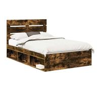 vidaXL Cadre de lit Chêne fumé 120 x 190 cm Pin Massif, Lit Moderne, Design rectangulaire, Cadre en pin, Chambre Minimaliste, Plateforme de Sommeil Confortable