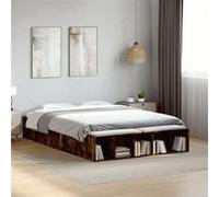 vidaXL Cadre de lit chêne fumé 120x190 cm bois d'ingénierie, lit, lit double, lit de rangement, sommier, meubles de chambre, 3280598 Or G