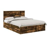 vidaXL Cadre de lit Chêne fumé 150 x 200 cm Bois Ingénierie, Cadre de lit rectangulaire Moderne, Ensemble élégant, Meuble d'intérieur, Design Minimaliste, Confort Ergonomique