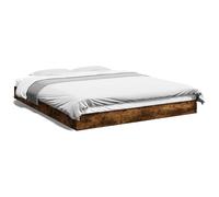 Vidaxl Cadre De Lit Chêne Fumé 160x200 Cm Bois D'ingénierie Marron