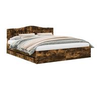 vidaXL Cadre de lit Chêne fumé 180 x 200 cm Bois Ingénierie, Chambre, Rectangulaire, Design Moderne pour Espaces de Vie Élégants, Présentant des Solutions de Rangement Intégrées, Palette de Couleurs R