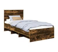 vidaXL Cadre de lit Chêne fumé 90 x 200 cm Bois d'ingénierie, Cadre de lit en Bois rectangulaire, Meuble de Chambre Moderne, Solutions de Sommeil durables, Design Minimaliste pour la déco Urbaine
