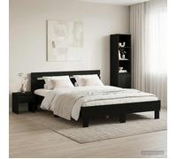 vidaXL Cadre de lit Chêne Noir 120 x 190 cm Bois d'ingénierie, Lit Moderne, Cadre rectangulaire, Bois Durable, Style Minimaliste, Pratique pour Petits espaces, Meuble de qualité