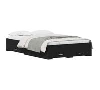 vidaXL Cadre de lit Chêne Noir 120 x 190 cm Bois d'ingénierie, Lit de Rangement Tendance, Design rectangulaire Minimaliste, Bois d'ingénierie pour Chambre Moderne, Gain de Place