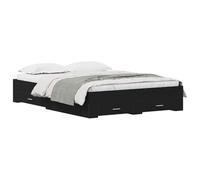 vidaXL Cadre de lit Chêne noir 160 x 200 cm – Bois d'ingénierie, rangement, design minimaliste