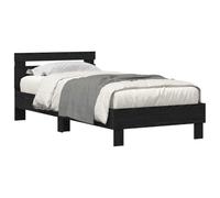 vidaXL Cadre de lit Chêne Noir 90 x 190 cm Bois d'ingénierie | Fait pour durer avec du chêne noir solide, parfait pour une utilisation à long terme, Reste simple,