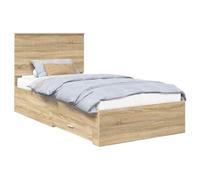 vidaXL Cadre de lit Chêne Sonoma 100 x 200 cm Bois d'ingénierie, Cadre de lit rectangulaire Moderne, Bois Design, Rangement Pratique, mobilier Gain de Place, Organisation du Sommeil