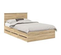 vidaXL Cadre de lit Chêne Sonoma 120 x 200 cm Bois Ingénierie, Cadre de lit Moderne, Style Minimaliste, Design rectangulaire, Bois, Rangement Discret, Ensemble mobilier Chambre