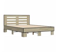 vidaXL Cadre de lit chêne Sonoma 120x200 cm, lit double, bois d'ingénierie et métal, meuble de chambre à coucher