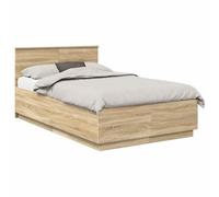 vidaXL Cadre de lit Chêne Sonoma 135 x 190 cm Bois d'ingénierie, Ensemble de mobilier de Chambre Moderne, Design rectangulaire, matériaux durables, avec Ports USB pour rechargement Facile