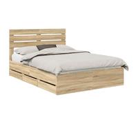 vidaXL Cadre de lit Chêne Sonoma 140 x 200 cm Bois Ingénierie, Ensemble de Meubles Modernes, lit Design rectangulaire, Rangement Discret, Base à Lattes Pratique