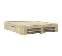 vidaXL Cadre de lit Chêne Sonoma 160x200 cm, Bois d'ingénierie, Marron, Sans matelas