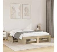 vidaXL Cadre de lit Chêne Sonoma 160x200 cm, Bois d'ingénierie, Marron, Sans matelas