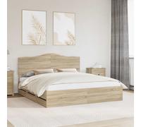 vidaXL Cadre de lit Chêne Sonoma 200 x 200 cm Bois Ingénierie, Chambre, Rectangulaire, Moderne, Idées de mobilier économes d'espace pour un design contemporain, minimaliste et des solutions de rangeme