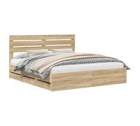 vidaXL Cadre de lit Chêne Sonoma 200 x 200 cm Bois Ingénierie, Ensemble de Meubles Modernes, lit Design rectangulaire, Rangement Discret, Base à Lattes Pratique