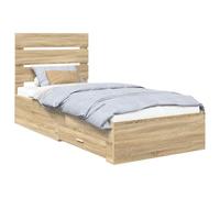 vidaXL Cadre de lit Chêne Sonoma 90 x 190 cm Bois d'ingénierie, Grand Espace de Rangement, Cadre de lit Moderne, Design Pratique, Chic, Finition résistante à l'eau, mobilier de Chambre