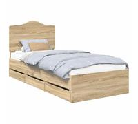 vidaXL Cadre de lit Chêne Sonoma 90 x 190 cm Bois Ingénierie, Chambre, Rectangulaire, Moderne, Idées de mobilier économes d'espace pour un design contemporain, minimaliste et des solutions de rangemen