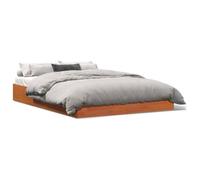 Vidaxl Cadre De Lit Cire Marron 140x190 Cm Bois De Pin Massif Marron