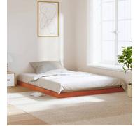 vidaXL Cadre de lit cire marron 140x190 cm bois de pin massif, meuble de chambre à coucher, sommier, lit en bois, 847154