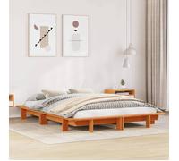 vidaXL Cadre de lit cire marron 140x190 cm bois de pin massif, meuble de chambre à coucher, sommier, lit en bois, 850673