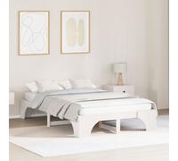 Vidaxl Cadre De Lit Complet Blanc Bois Massif Full Solide
