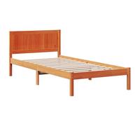 vidaXL Cadre de lit Contemporain en Bois de pin Massif Marron ciré pour Une Personne | Fini Poli 75 X 190 cm Montage Facile Mobilier de Chambre d'intérieur. Mobilier en Bois Moderne Durable