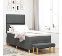 vidaXL Lit à Ressort avec Matelas & Banc Gris Foncé 100x200 cm Tissu