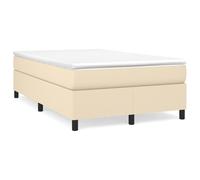 vidaXL Cadre de Lit à Ressorts, Lit Rembourré, Lit Double avec Sommier à Lattes, Lit Adulte de Chambre à Coucher, Moderne, Crème 120x200 cm Tissu