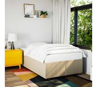 vidaXL Cadre de lit Crème 120 x 200 cm Tissu, sommier, Cadre de lit Plateforme, Cadre de lit rembourré, Meuble de Chambre à Coucher