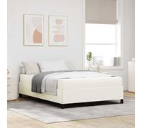 vidaXL Cadre de lit Crème 140 x 200 cm Tissu en Velours côtelé, Cadre de lit Moderne, Structure rectangulaire, Matelas en Mousse Durable, Support stylé pour Dormir