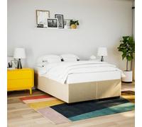 vidaXL Cadre de lit Crème 140x190 cm Tissu, sommier, Cadre de lit Plateforme, Cadre de lit rembourré, Meuble de Chambre à Coucher, Cadre de lit Double