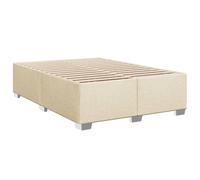 vidaXL Cadre de lit Crème 140x190 cm Tissu, sommier, Cadre de lit Plateforme, Cadre de lit rembourré, Meuble de Chambre à Coucher, Cadre de lit Double