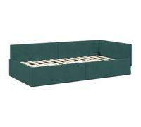 vidaXL Cadre de lit d'angle Autre Vert foncé 90 x 190 cm, Ensemble de Chambre Moderne et élégant, Matelas Respirant, Cadre de lit Solide, Confort Nocturne et Repos Quotidien